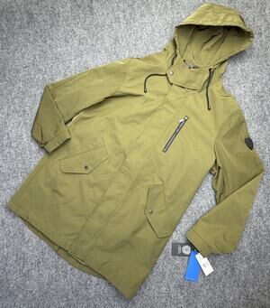 Vince Camuto Mens Large Olive Hooded Anorak Jacket Water Resistant NWT